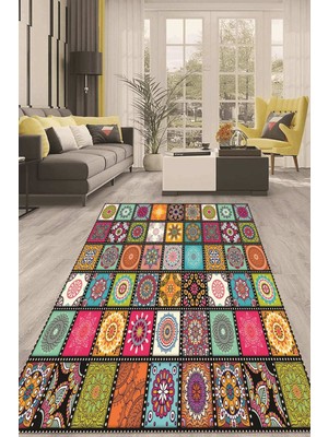 Napoli Home Dijital Kaymaz Taban Yıkanabilir Modern Renkli Salon Halısı Mutfak Halısı Yolluk ND-HT-638