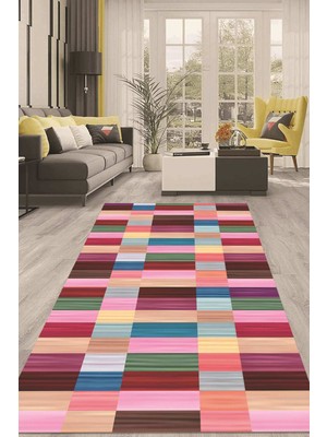 Napoli Home Dijital Kaymaz Taban Yıkanabilir Modern Renkli Salon Halısı Mutfak Halısı Yolluk ND-HT-1335