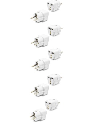 Ata Elektronik 10 Adet - Ingiliz Ingiltere Dubai Arabistan Iskoçya Amerika Amerikan Vb. Piriz Priz Dönüştürücü Aparat - Türkiye Kullanım Için Beyaz