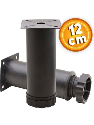 Nzb Mobilya Kanepe Baza Koltuk Metal Destek Ayağı Ayarlanabilir Siyah Ayak 12 cm