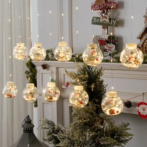 LED Perde Ipi Işık Topu Noel Baba Kardan Adam Noel Partisi Dilek Balo Işığı Ev Kapalı Dekorasyon Ornam (Yurt Dışından)