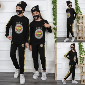 Mavi Boncuk Kids Dörtlü Fenerbahçe Taraftar Eşofman Takım Bereli Maskeli