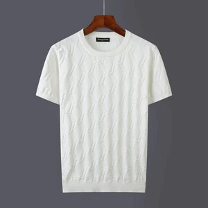 Cool Tarz Beyaz Erkek Yuvarlak Yaka Desenli Örme T-Shirt