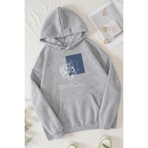 Unisex Minimal Line Drawing Baskılı Sweatshirt