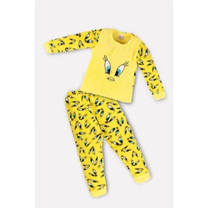Kız Çocuk Baskılı Peluşlu Pijama Takımı Tweety Pijama Tampap Polar