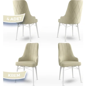Neta Serisi, 1.sınıf Babyface Kumaş, Beyaz Gürgen Ayak, 4 Adet Yemek Odası Sandalyesi