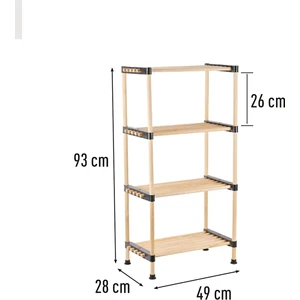 Ahşap 4 Katlı Çok Amaçlı Modüler Raf  49 cm Genişlik