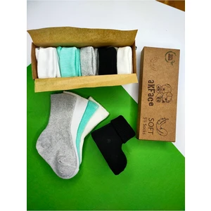 5'li Kutulu Soft Renkli Yıkanmış Organik Yenidoğan ve Erkek Bebek Çorabı 0-2 Yaş