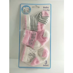 Notalı Desenli Pamuklu Kız 0-6 Ay Yenidoğan Bebek Çorabı