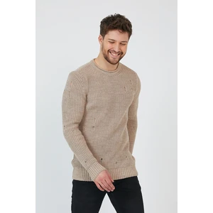Cool Tarz Bej Erkek Destroylu Modelli Triko KAZAK-TRZ8141R07XL