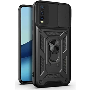 Vivo Y20 Kılıf Yüzüklü Standlı Kamera Korumalı Pars + Ekran Koruyucu