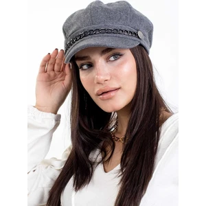Kadın Kışlık Şapka Zincir Aksesuarlı Kaşe Kumaş Baretta Model