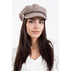 Kadın Kışlık Şapka Zincir Aksesuarlı Kaşe Kumaş Baretta Model