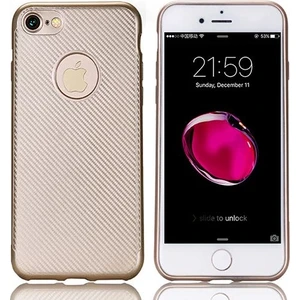 Fitcase iPhone 7-8 Carbon Desen Arka Kapak Gold