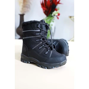 1475 Anatomik Tabanlı Çocuk Kar Botu - NKT01475-SIYAH Gri-32