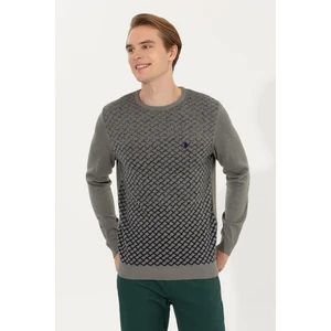 U.S. Polo Assn. Erkek Gri Melanj Triko Kazak 50251883-VR086