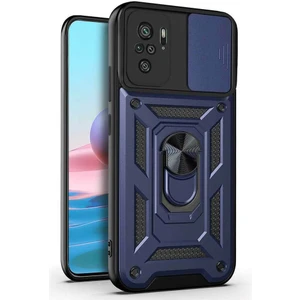 Xiaomi Redmi Note 10S Kılıf Yüzüklü Standlı Kamera Korumalı Pars + Ekran Koruyucu