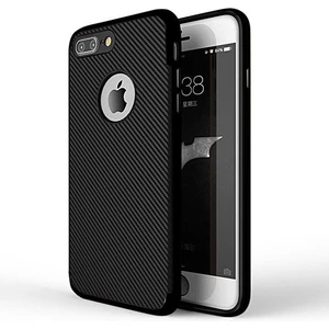 Fitcase iPhone 7-8 Plus Carbon Desen Arka Kapak Siyah