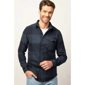 Slim Fit Kışlık Oduncu Ekoseli Tek Cep Kapaklı Erkek Gömlek DR230018-910