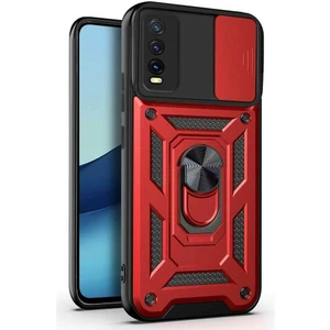 Vivo Y20 Kılıf Yüzüklü Standlı Kamera Korumalı Pars + Ekran Koruyucu