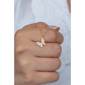 925 Ayar Gümüş Gold Minik Kelebek Kolye