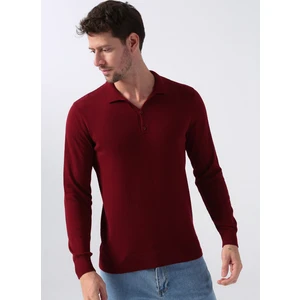 Polo Yaka Basic Jakarlı Kırmızı Erkek Kazak BENRY-I
