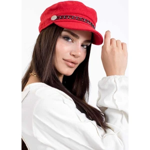 Kadın Kışlık Şapka Zincir Aksesuarlı Kaşe Kumaş Kaptan Kasket Model