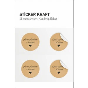 Iyi Günlerde Kullanın Etiketi 48 Adet Kraft Etiket 4cm
