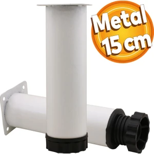 Akça Ayarlanabilir Mobilya Kanepe Koltuk Baza Yükseltme Yükseltici Ayağı Metal Ayakları 15 Cm Beyaz