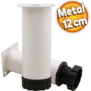 Akça Ayarlanabilir Mobilya Kanepe Koltuk Baza Yükseltme Yükseltici Ayağı Metal Ayakları 12 Cm Beyaz