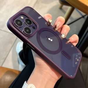 Pirok Store iPhone 14 Pro Max (6.7) Uyumlu Magsafe Manyetik Kablosuz Şeffaf Kılıf