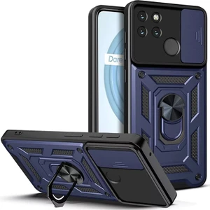 Realme C25Y Kılıf Yüzüklü Stanlı Kamera Korumalı Pars + Ekran Koruyucu