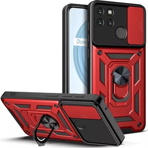 Realme C25Y Kılıf Yüzüklü Stanlı Kamera Korumalı Pars + Ekran Koruyucu