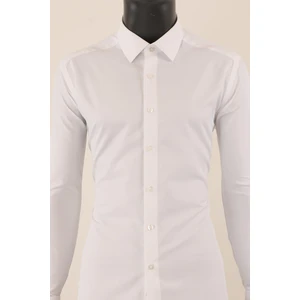 Uzun Kol Slim Fit Damatlık Beyaz Gömlek