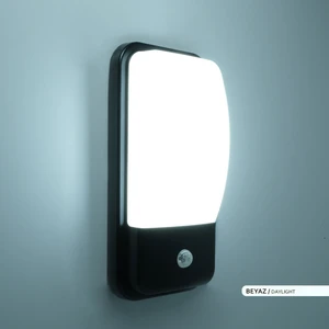 20W Sensörlü Iç ve Dış Mekan LED Duvar Apliği Siyah Antrasit