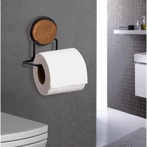 Okyanus Home Ahşap Desenli Magic Fix Sihirli Yapışkan Siyah Wc Kağıtlık