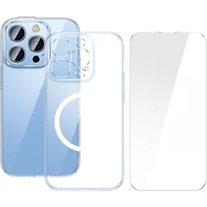 Crystal iPhone 14 Pro Max 6.7 Magsafe Silikon Kılıf + Tempered Ekran Koruyucu Set