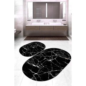 Napoli Home Dijital Baskılı Kaymaz Taban Yıkanabilir Oval 2'li Klozet Takımı Banyo Paspası Nokz-Ht-21