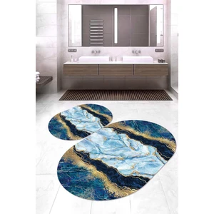 Napoli Home Dijital Baskılı Kaymaz Taban Yıkanabilir Oval 2'li Klozet Takımı Banyo Paspası NOKZ-HT-319