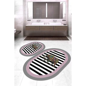 Napoli Home Dijital Baskılı Kaymaz Taban Yıkanabilir Oval 2'li Klozet Takımı Banyo Paspası NOKZ-HS-534