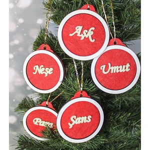 Yılbaşı Çam Ağacı Süsleri Yeni Yıl Kırmızı Ağaç Süsü 5 Adet