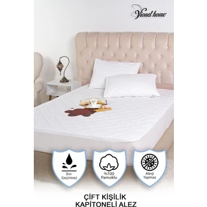 Vionel Home %100 Pamuklu Kapitone, Fitted Full Kenar, Su & Sıvı Geçirmez, Çift Kişilik Yatak Koruyucu Alez 150 x 200