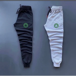 New Cabin Unisex Gri-Siyah Slim Fit Celtic Dijital Baskılı Kışlık Içi Paumuklu Eşofman Altı 2'li