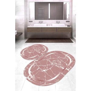 Napoli Home Dijital Baskılı Kaymaz Taban Yıkanabilir Oval 2'li Klozet Takımı Banyo Paspası NOKZ-SD-581