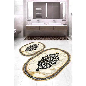 Napoli Home Dijital Baskılı Kaymaz Taban Yıkanabilir Oval 2'li Klozet Takımı Banyo Paspası NOKZ-SD-799