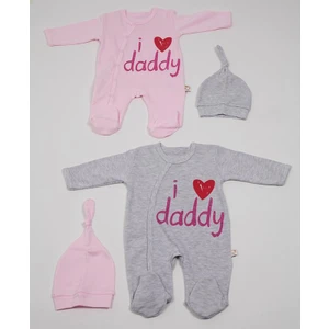 to Cosmos I Love Daddy Pembe-Gri 4'lü Set 2 Tulum + 2 Şapka 0-3 Ay