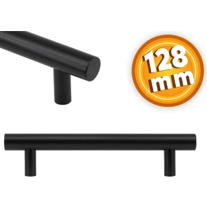 Mobilya Dolap Kapak Çekmece Kulpu Kulbu 128 mm Mat Siyah Metal Kulp