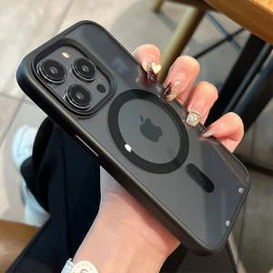 Pirok Store Apple iPhone 14 Pro Max (6.7) Uyumlu Magsafe Manyetik Kablosuz Şeffaf Kılıf