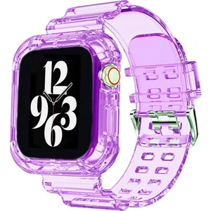 Apple Watch 9 8 7 6 5 4 Se Uyumlu 38-40-41 MM Ebatlar İçin Transparan Tank Kordon Kasa