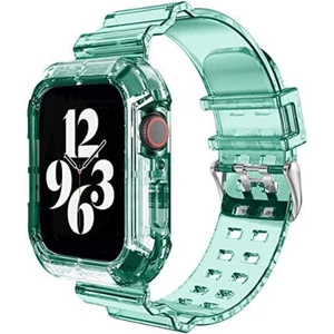 Apple Watch 9 8 7 6 5 4 Se Uyumlu 42-44-45 MM Ebatlar İçin Transparan Tank Kordon Kasa